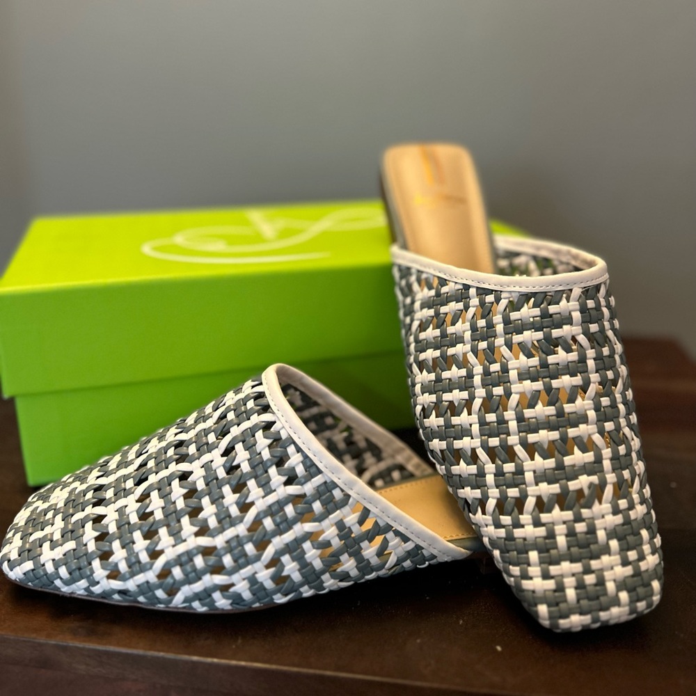 Sam Edelman Blue and White woven mule